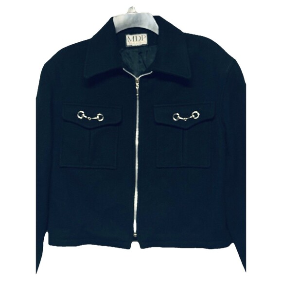 Vintage Mario De Pinto MDP Black Zip Wool Blend Short Jacket Toggle Detail S / M - Picture 2 of 7